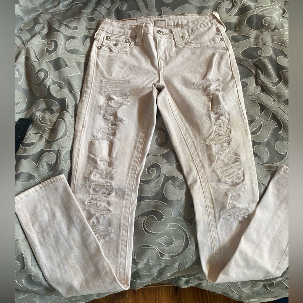True religion distressed skinny jeans